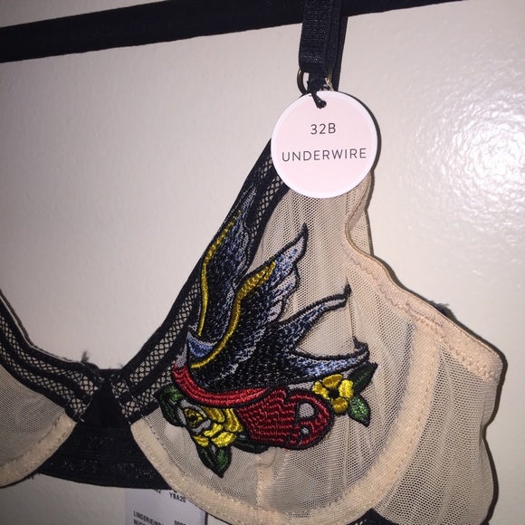 Nude/Black bird bra - Picture 2 of 5